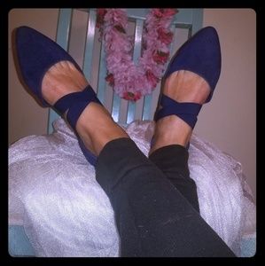 Bamboo suede strappy ballet flats 7.5